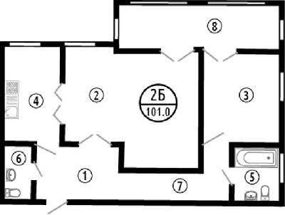 2-кімнатна 101 м² в ЖК Парковий від 28 050 грн/м², Полтава