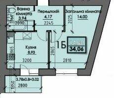 1-комнатная 34.06 м² в ЖК Iceberg от 12 600 грн/м², Сумы