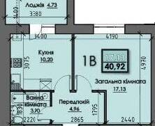 1-кімнатна 40.92 м² в ЖК Iceberg від 12 400 грн/м², Суми