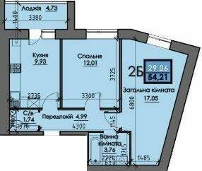 2-комнатная 54.21 м² в ЖК Iceberg от 13 600 грн/м², Сумы