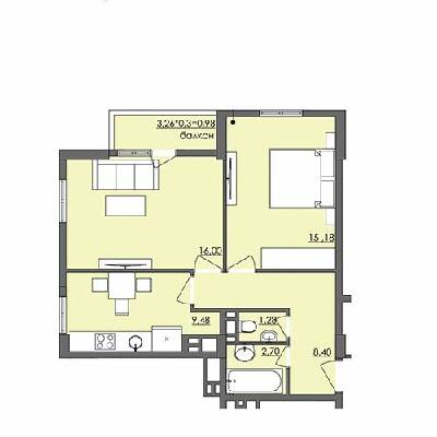 2-кімнатна 54 м² в ЖК Плаза Квартал від 18 450 грн/м², Херсон