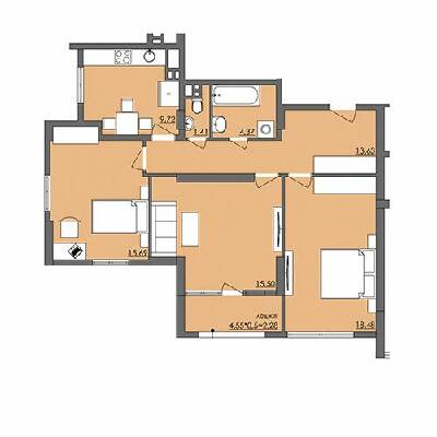 3-комнатная 82.61 м² в ЖК Плаза Квартал от 18 450 грн/м², Херсон