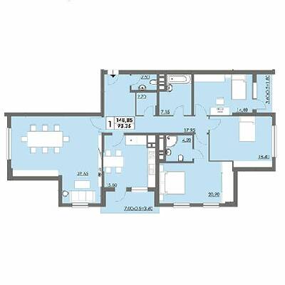 4-комнатная 148.85 м² в ЖК Плаза Квартал от 20 700 грн/м², Херсон
