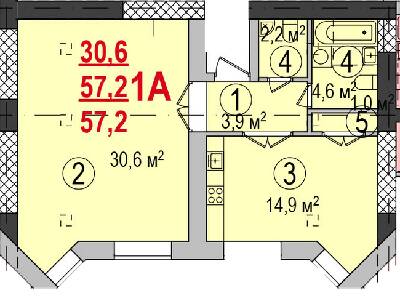 1-кімнатна 57.2 м² в ЖК Парк Стоун від 13 500 грн/м², Херсон