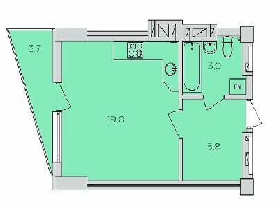 1-кімнатна 29.8 м² в ЖК 360 від забудовника, Рівне