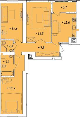 3-кімнатна 85.35 м² в ЖК Spectrum від 12 050 грн/м², Рівне