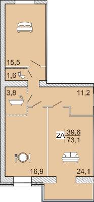 2-кімнатна 73.1 м² в ЖК Сімейний Lux від 16 000 грн/м², Черкаси
