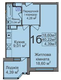 1-комнатная 40.22 м² в ЖК на вул. Тараскова, 5 от 17 500 грн/м², Черкассы