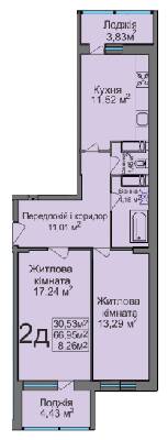 2-комнатная 66.95 м² в ЖК на вул. Тараскова, 5 от 17 500 грн/м², Черкассы