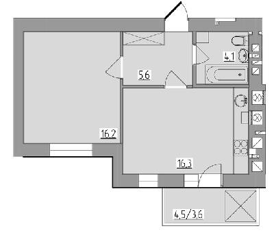 1-кімнатна 45.8 м² в ЖК Корольова від 16 900 грн/м², Рівне