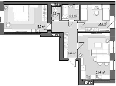 2-кімнатна 72.4 м² в ЖК Сімейний від 21 250 грн/м², Рівне