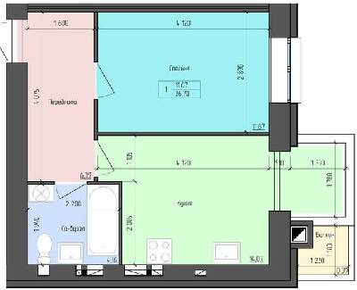 1-комнатная 36.7 м² в ЖК Eco House от 13 300 грн/м², Ровно