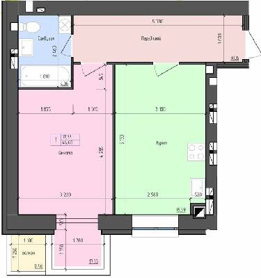 1-комнатная 46.6 м² в ЖК Eco House от 13 300 грн/м², Ровно
