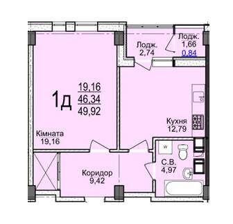 1-комнатная 49.29 м² в ЖК Свято-Троицкий посад от 15 500 грн/м², Черкассы