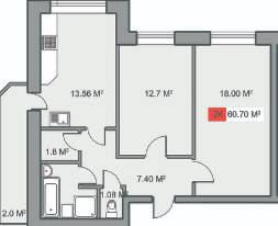 2-комнатная 60.7 м² в ЖК Новий Парковий от застройщика, Черкассы
