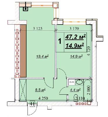 1-кімнатна 47.2 м² в ЖК Європейський від 18 600 грн/м², Рівне