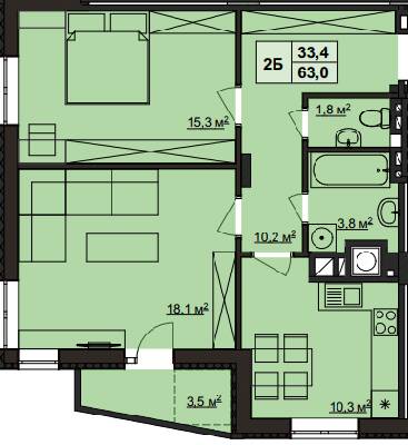 2-кімнатна 63 м² в ЖК Варшавський від 14 900 грн/м², м. Сарни