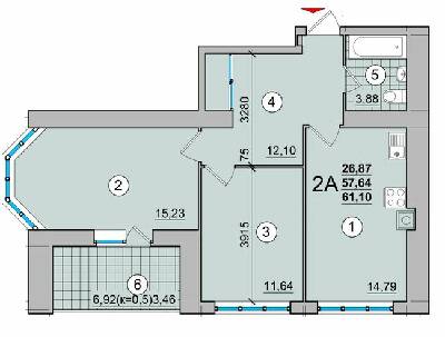 2-кімнатна 61.1 м² в ЖК на вул. Мазепи, 23 від 14 400 грн/м², Чернігів