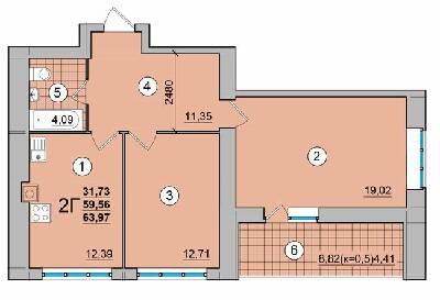 2-кімнатна 63.97 м² в ЖК на вул. Мазепи, 23 від 14 400 грн/м², Чернігів