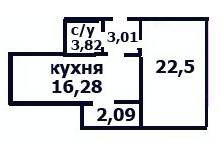 1-кімнатна 47.78 м² в ЖК на вул. Жабинського, 2Д, 2В, 2Г, 2Е від забудовника, Чернігів