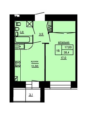 1-комнатная 38.4 м² в ЖК Варшавський мікрорайон от 13 000 грн/м², Тернополь