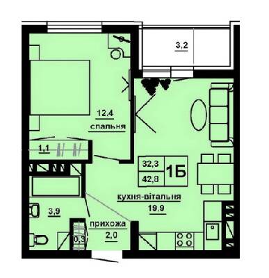 1-комнатная 42.8 м² в ЖК Варшавський мікрорайон от 16 050 грн/м², Тернополь