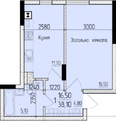 1-комнатная 38.1 м² в ЖК Comfort Hall от застройщика, Черновцы