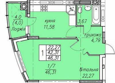 1-комнатная 46.31 м² в ЖК Панорама от 20 000 грн/м², Тернополь