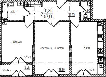2-кімнатна 67 м² в ЖК Comfort Hall від 15 650 грн/м², Чернівці