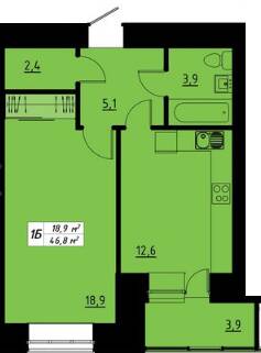 1-комнатная 46.8 м² в ЖК Green Line от 14 350 грн/м², Тернополь