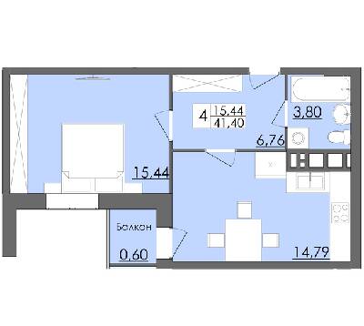 1-кімнатна 41.4 м² в ЖК Родинна казка від 12 500 грн/м², Чернівці