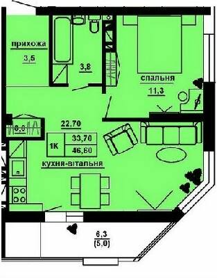 1-комнатная 43.6 м² в ЖК Manhattan от 19 100 грн/м², Тернополь