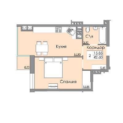 1-комнатная 42.6 м² в ЖК Панда от 19 800 грн/м², Черновцы