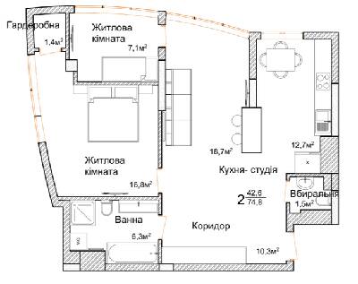 2-кімнатна 74.8 м² в ЖК Маєток Буковинський від 22 350 грн/м², Чернівці