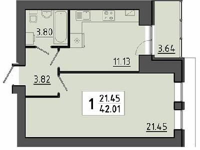 1-комнатная 42.01 м² в ЖК Квартал Энергия от 16 400 грн/м², Тернополь