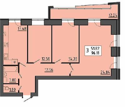 3-кімнатна 96.11 м² в ЖК Квартал Енергія від 15 500 грн/м², Тернопіль