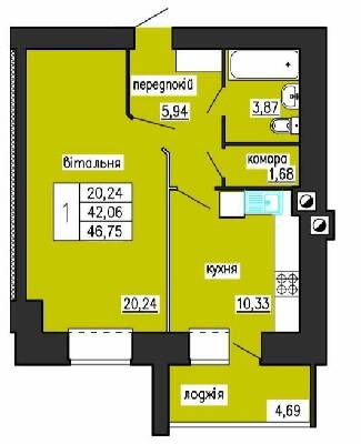 1-кімнатна 46.75 м² в ЖК на вул. Лучаківського-Тролейбусна від 19 000 грн/м², Тернопіль