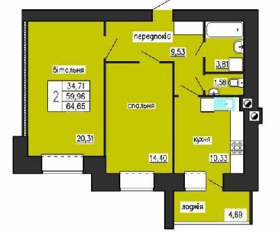 2-комнатная 64.65 м² в ЖК на ул. Лучаковского-Троллейбусная от 18 000 грн/м², Тернополь