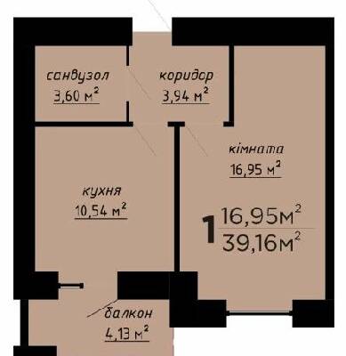 1-кімнатна 39.16 м² в ЖК День і ніч від 16 500 грн/м², Тернопіль