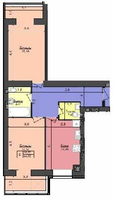 2-комнатная 64.1 м² в ЖК Южный квартал от 17 000 грн/м², Черновцы