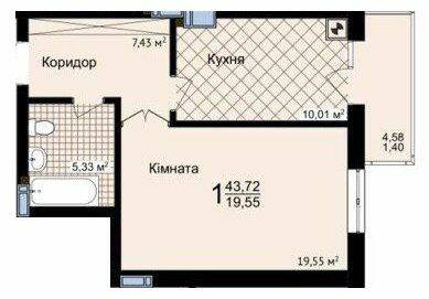 1-кімнатна 43.72 м² в ЖК Зелені Пагорби від 21 250 грн/м², Чернівці