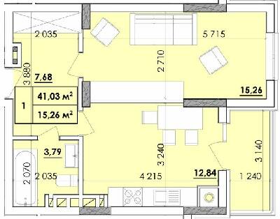 1-кімнатна 41.03 м² в ЖК Віденський Квартал від 18 200 грн/м², Чернівці