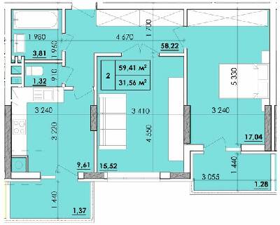 2-кімнатна 59.41 м² в ЖК Віденський Квартал від 18 200 грн/м², Чернівці