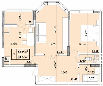 2-кімнатна 62.54 м² в ЖК Віденський Квартал від 18 200 грн/м², Чернівці