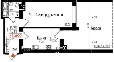 1-комнатная 54.1 м² в ЖК Сонячний от застройщика, Тернополь