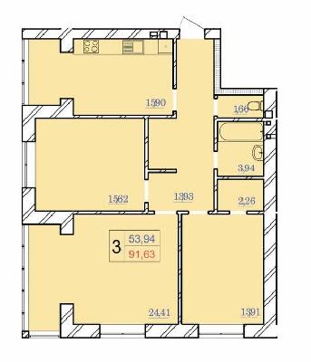 3-кімнатна 91.63 м² в ЖК Avila Lux від 20 000 грн/м², Хмельницький