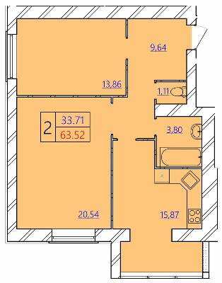 2-комнатная 63.52 м² в ЖК Avila Gold от 13 000 грн/м², Хмельницкий