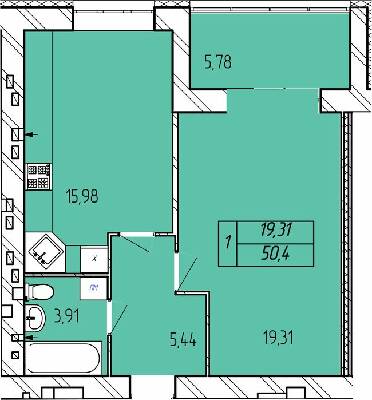 1-кімнатна 50.4 м² в ЖК Гармонія-3 від 12 500 грн/м², Хмельницький