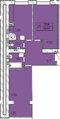 2-кімнатна 64.47 м² в ЖК Гармонія-3 від 12 500 грн/м², Хмельницький