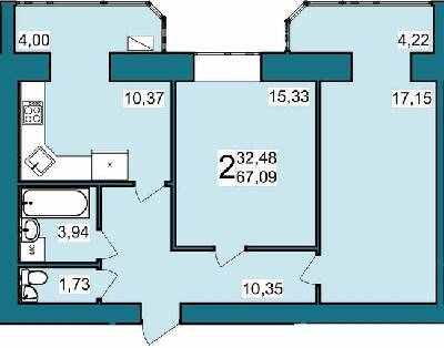 2-кімнатна 67.09 м² в ЖК Lakeberry від 12 000 грн/м², Хмельницький